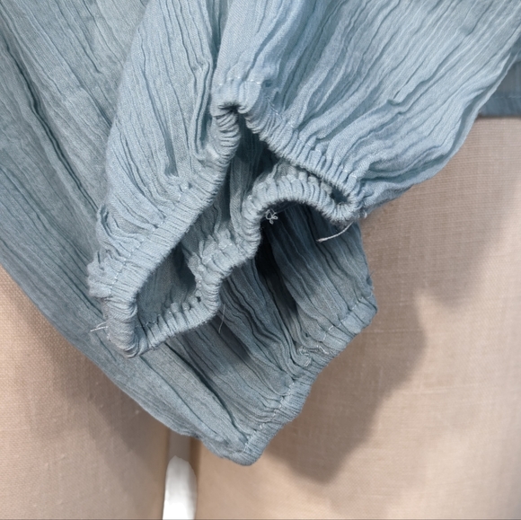 Free People Freya Crinkle Gauze Texture Button Long Sleeve Sheer Blouse Medium - Picture 4 of 10